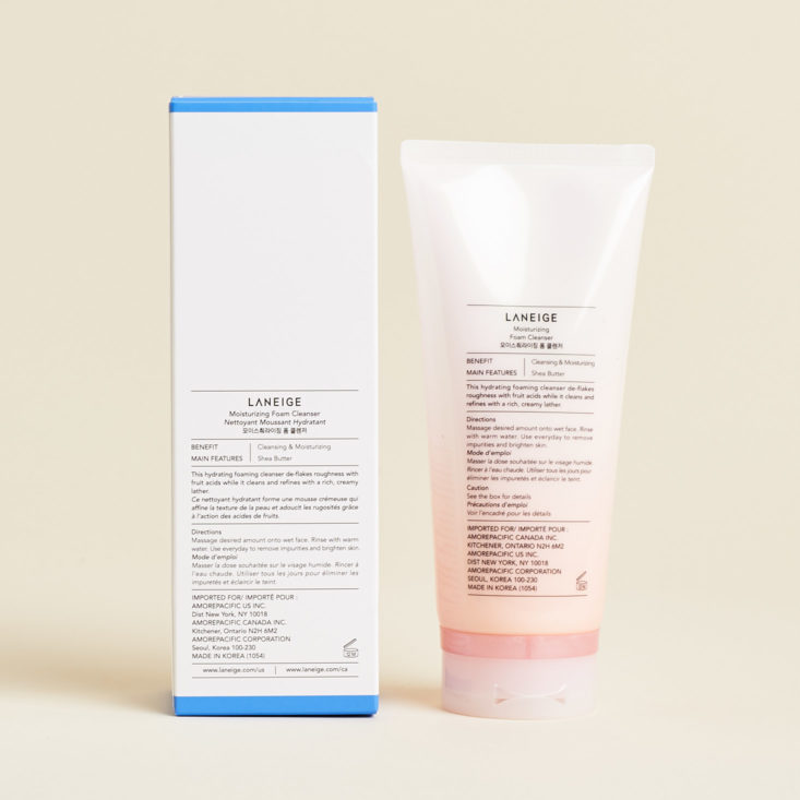 Glossybox Amore Pacific Laneige Face Wash Info