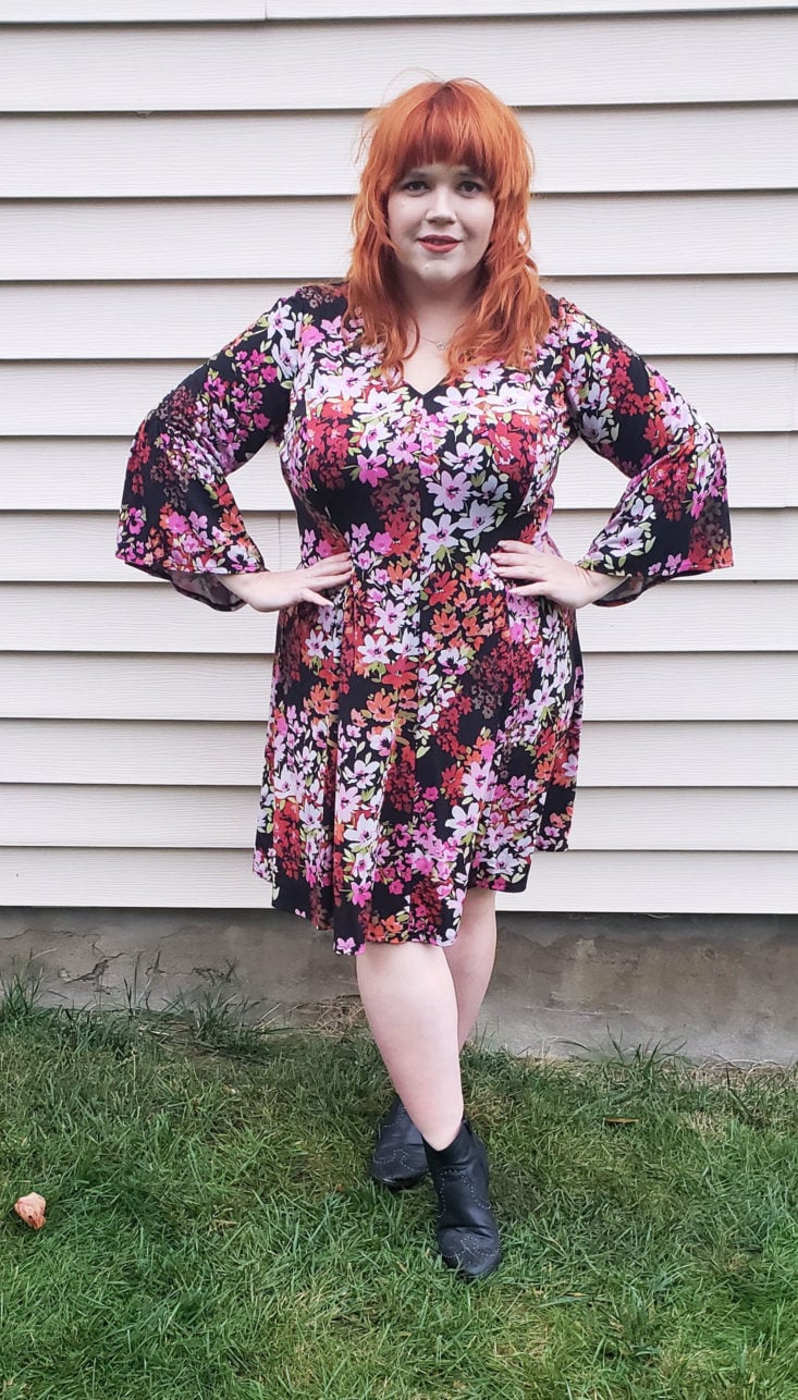 Gwynnie Bee Box October 2018 - Bell Sleeve Floral Fit And Flare Dress By London Times 0015