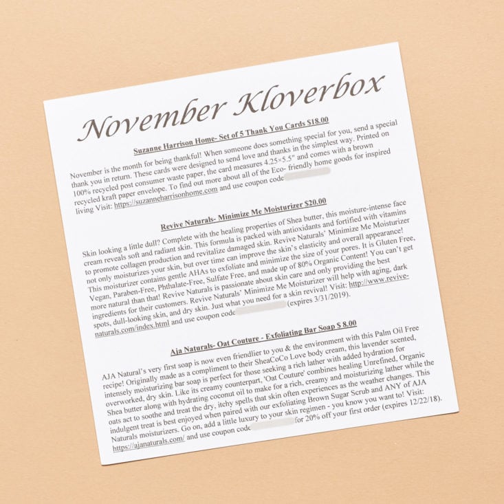 Kloverbox product list