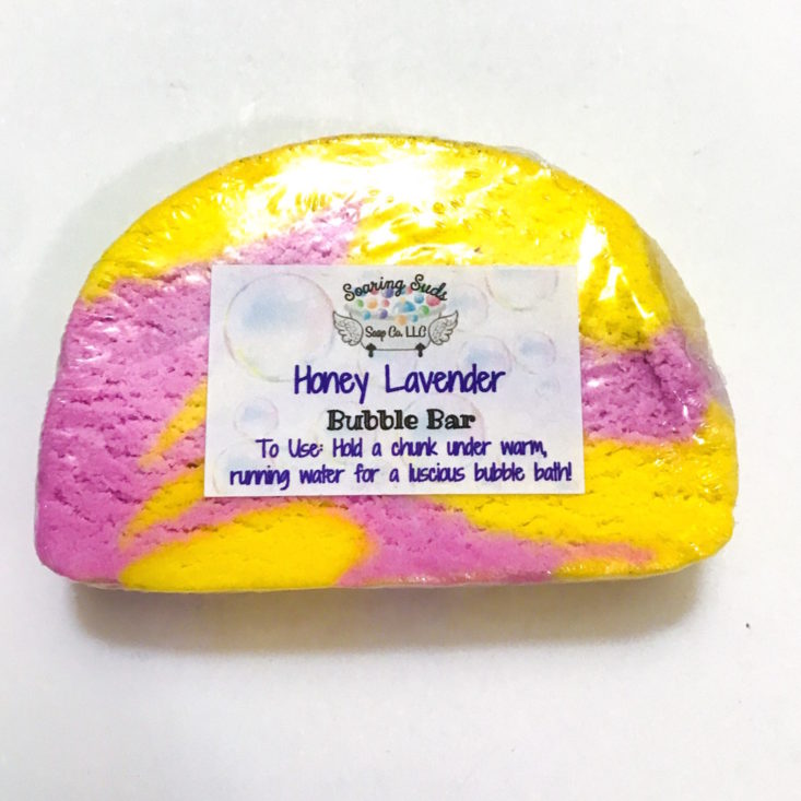 Lavish Bath Box November 2018 “Dreamland” Review - Soaring Suds Honey Lavender Bubble Bar 2 Top