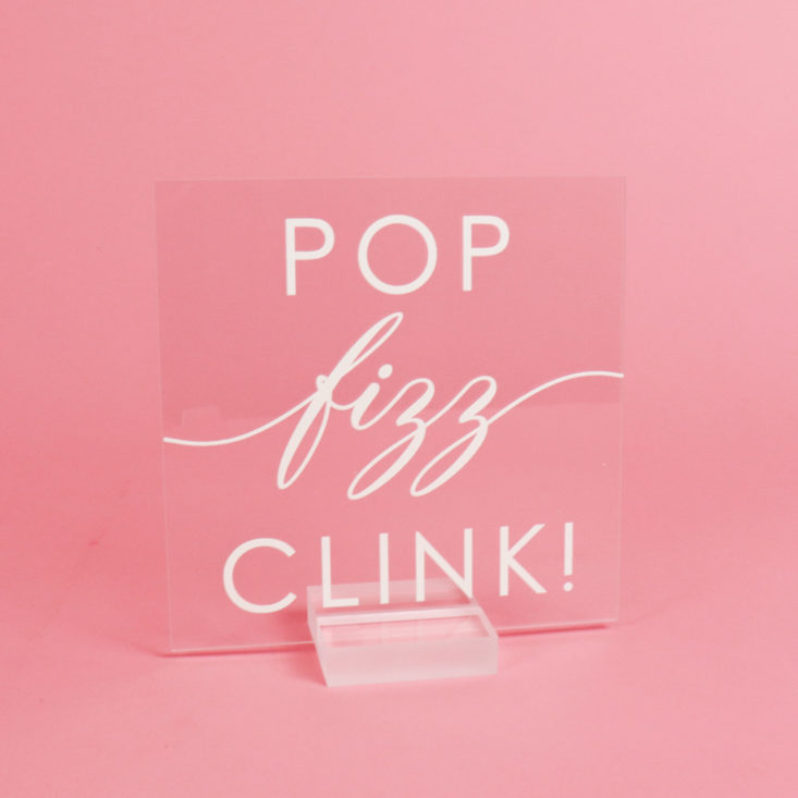pop fizz clink acrylic sign