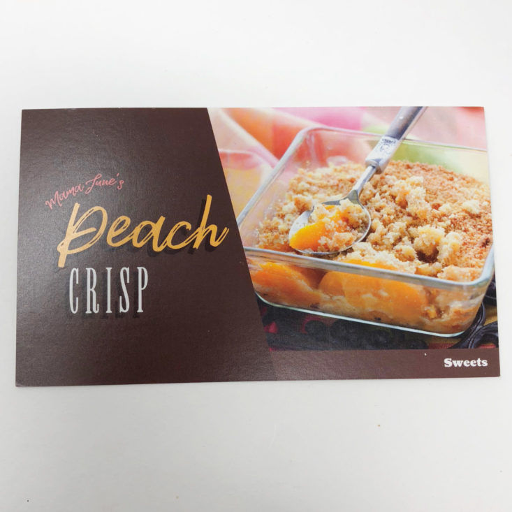 Mama Junes Southern Style Box - Peach Grisp Recipe Cards Front