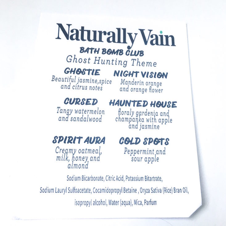 Naturally Vain October 2018 - Info Card