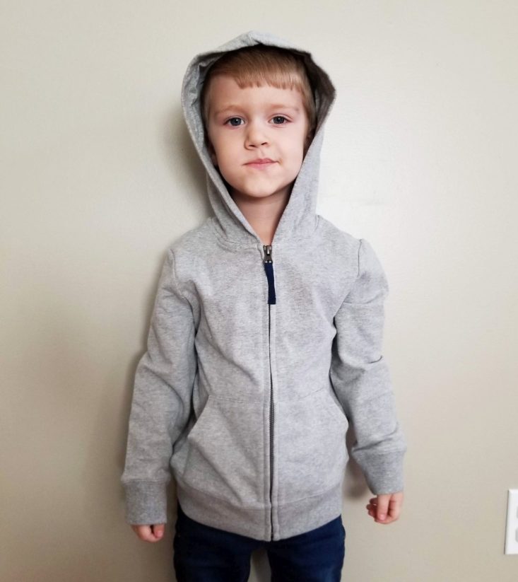 Stitch Fix Kids Boys November 2018 grey hoodie modeled