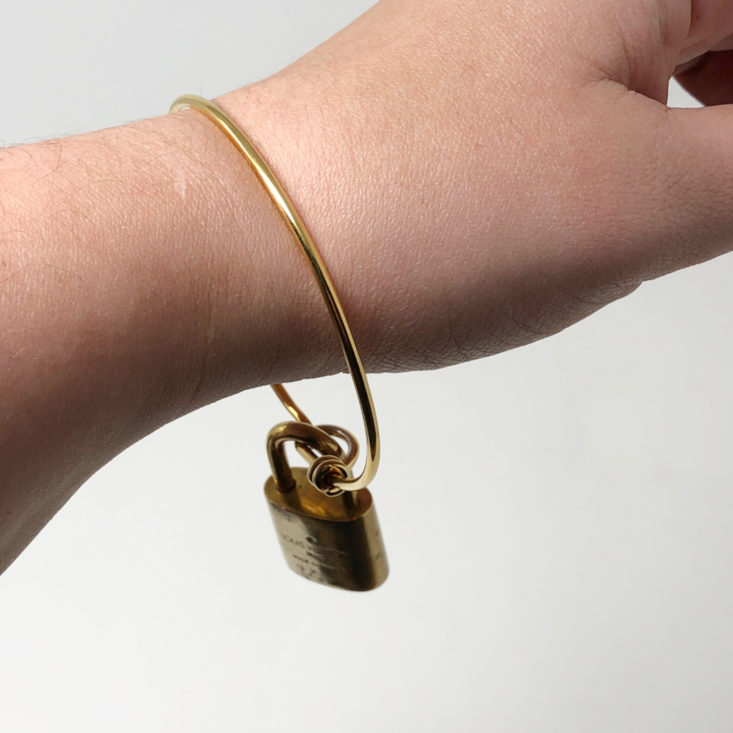 Switch Designer Jewelry Rental November 2018 - Louis Vuitton Vintage Lock Bracelet wearing Side 1