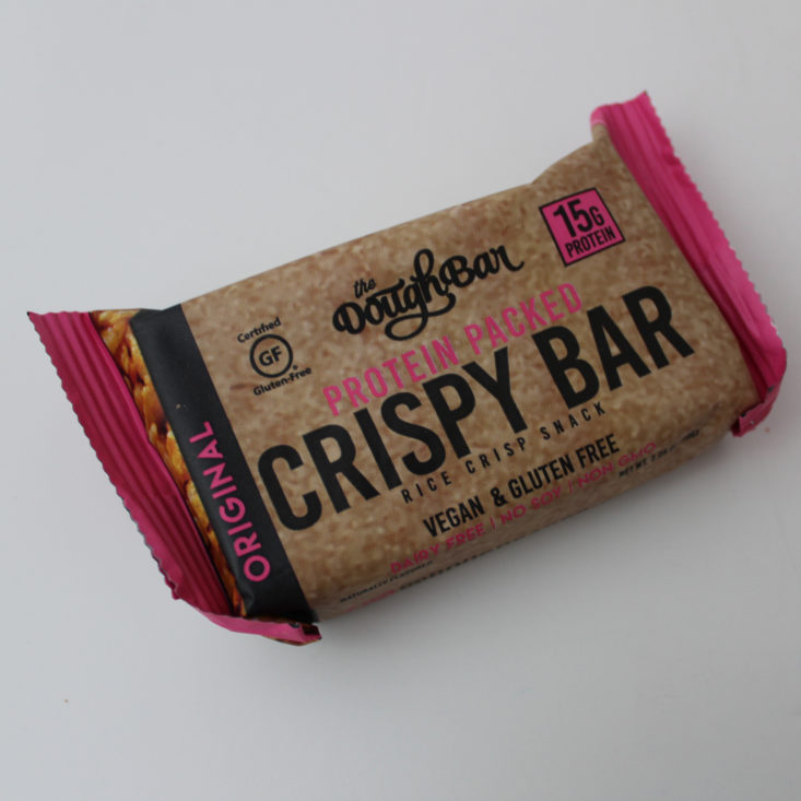 Vegan Cuts Snack Box November 2018 Review - Doughbar Crispy Bar Original Packet Top