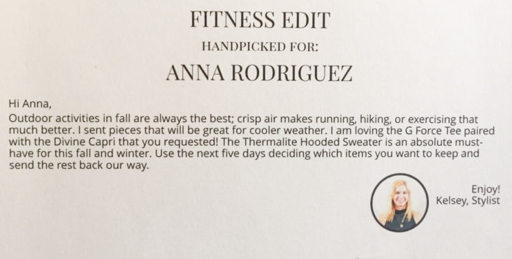 Wantable Fitness Edit Subscription Review October 2018 - booklet 2