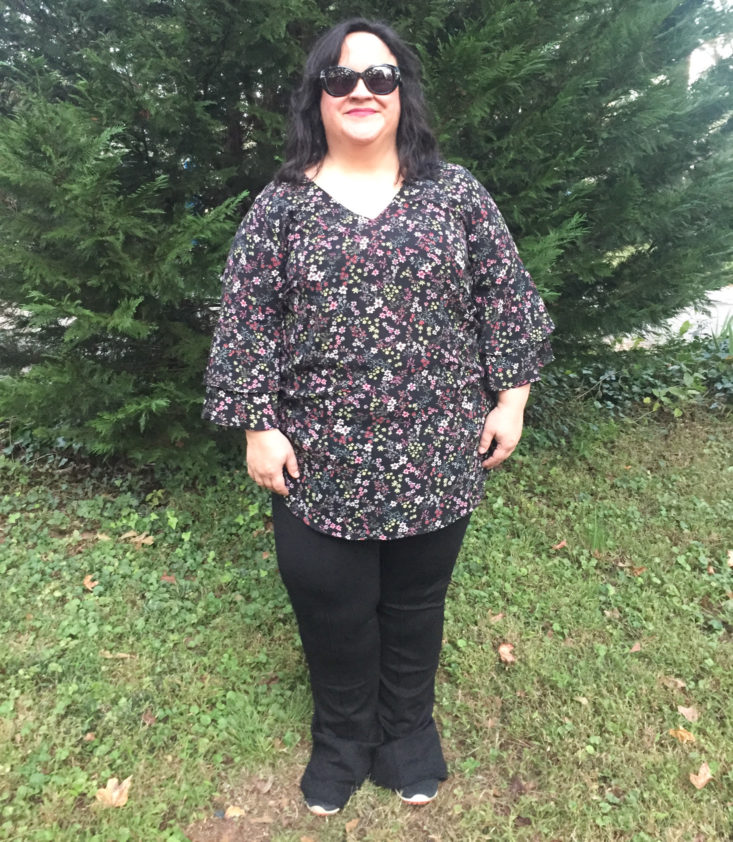 Wantable Style Edit Subscription Review October 2018 - Ruffle Sleeve Tunic Blouse by Michel Studio Front