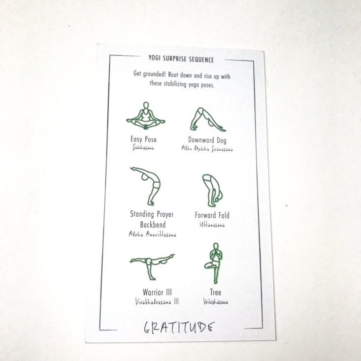 Yogi Surprise November 2018 Review - Yoga Flow Card Back