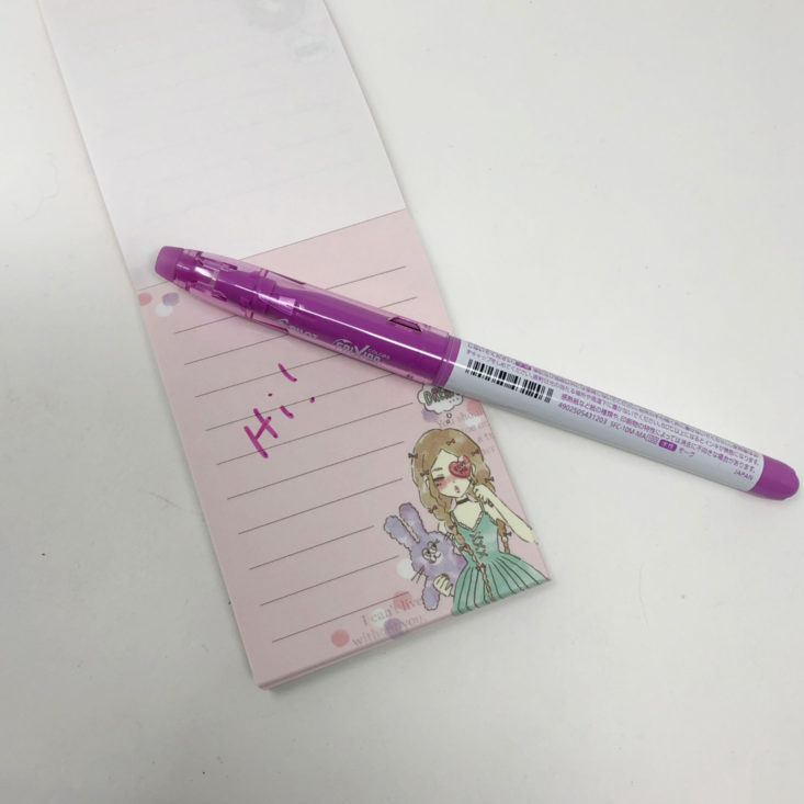 ZenPop Japanese Stationery Pack Review October 2018 - Pilot – Frixion Colors With Mini Notepad Top