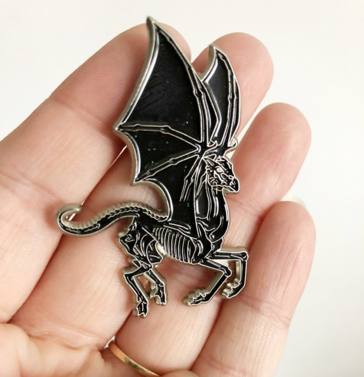 Accio! Subscription Box Review “Magical Creatures and How to Spot Them” November 2018 - Flying Thestral Enamel Pin In Hand Top