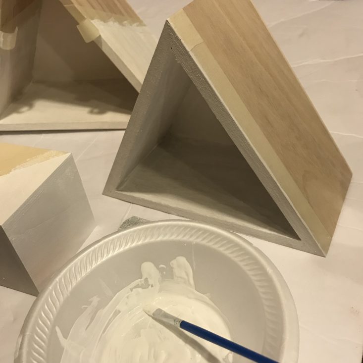 Adults & Crafts Triangle Shelves & Photo Block Kit November 2018 Review - Painting with White Paint 2 Front