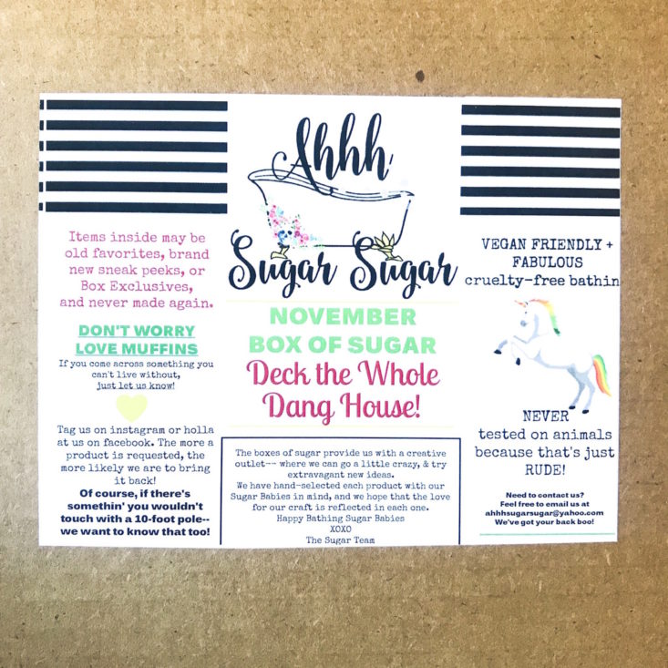 Ahhh Sugar Sugar November 2018 - Info Card Front 3