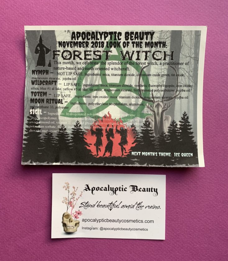 Apocalyptic Beauty November 2018 - Info Card Front