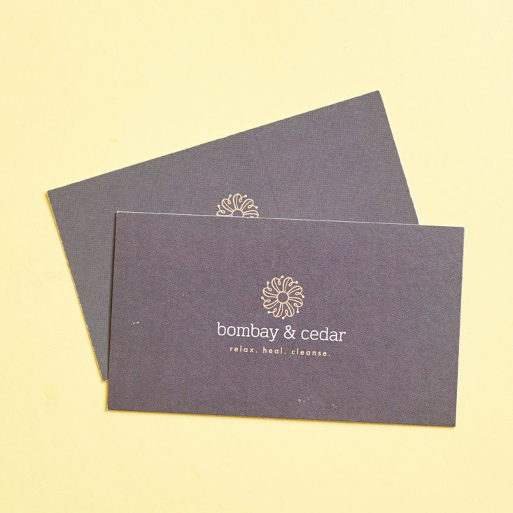 Bombay and Cedar cozy oil cards