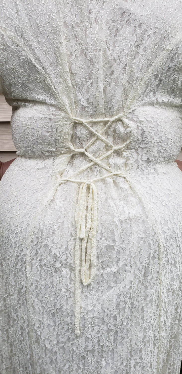 CHC Vintage Plus Clothing Box October 2018 - White Lace Overlay Maxi Dress Back Closer