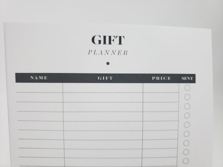 Cloth & Paper Subscription Box November 2018 - Gift Planner Checklist 3