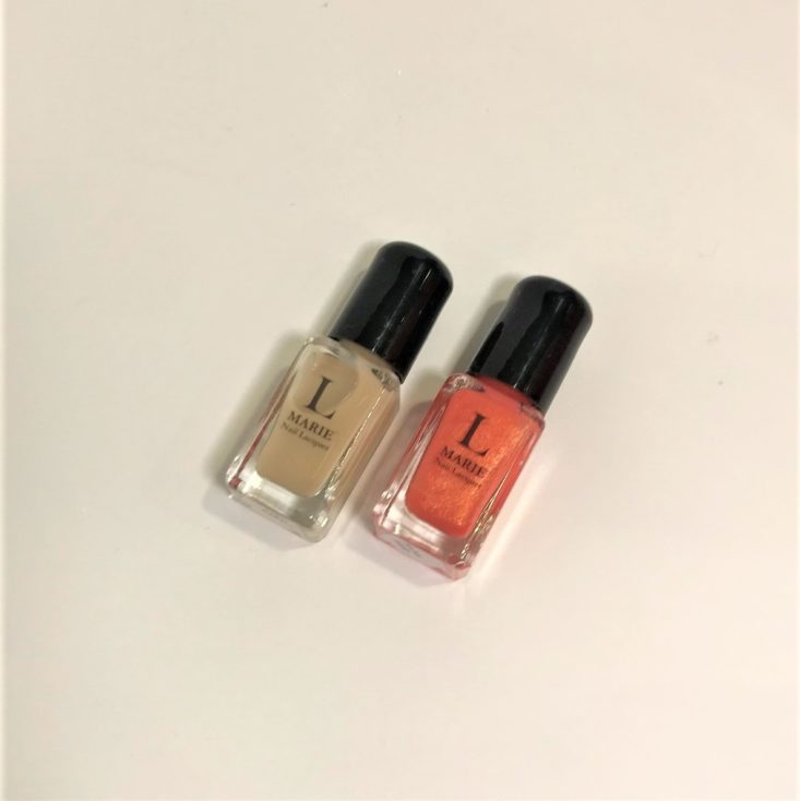 Cocotique Holiday Box December 2018 - L’Marie Nail Lacquer In Peachy Sweet And Sand Castle, Sample Size Front Top