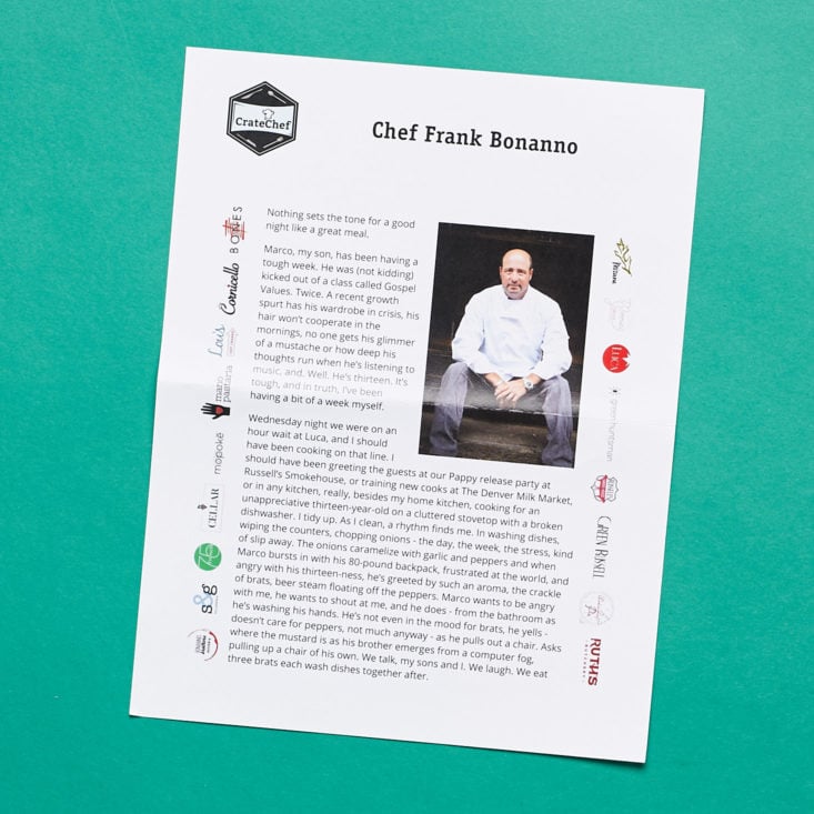 Crate Chef December 2018 chef note