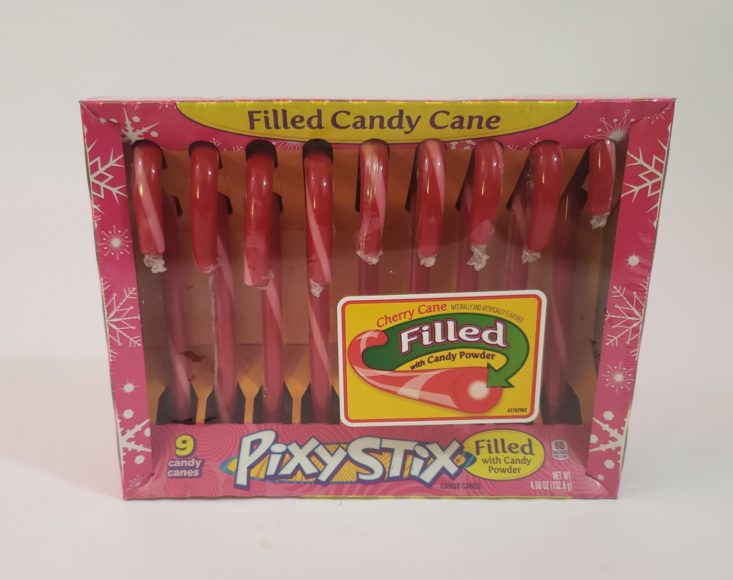 Food And Snack December 2018 - Pixy Stix Filled Cherry Candy Cans Front
