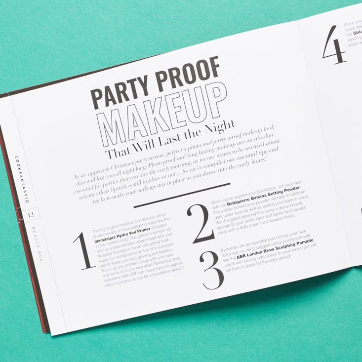 Look Fantastic December 2018 booklet party proof makeup