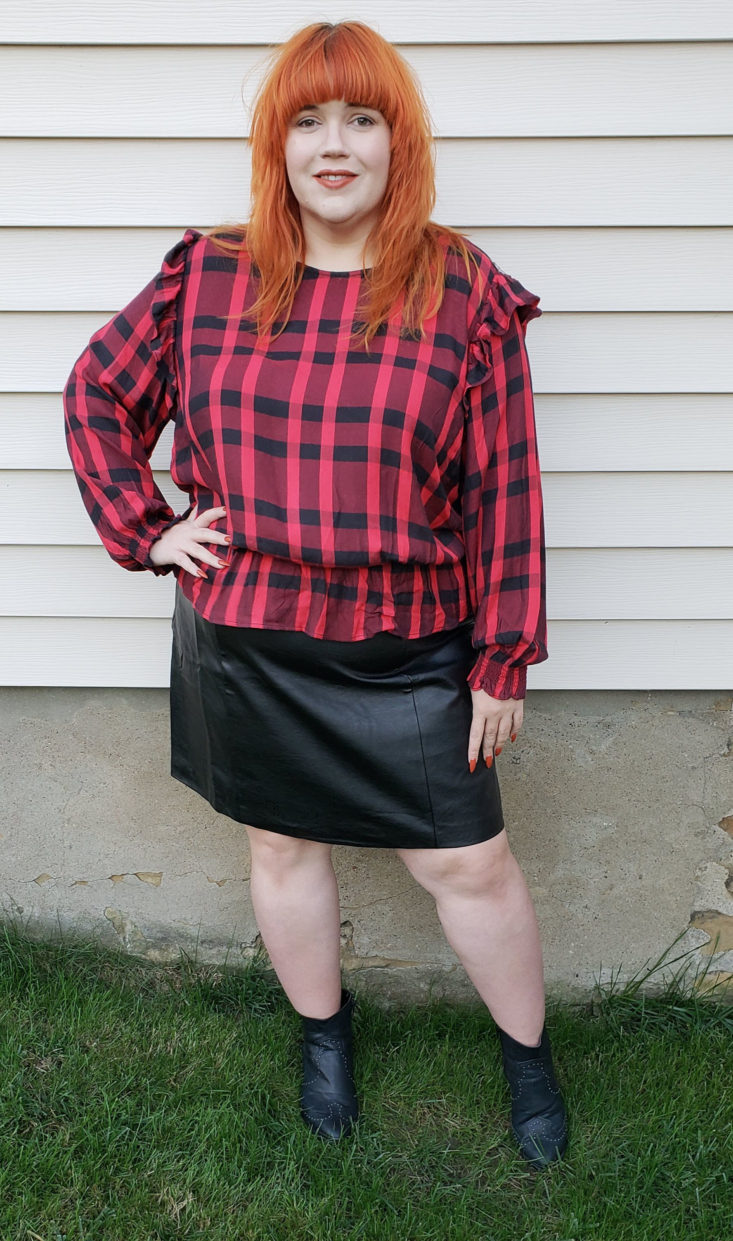 Nordstrom Trunk Box October 2018 - Millie Ruffle Plaid Peplum Top by Sanctuary Front 1