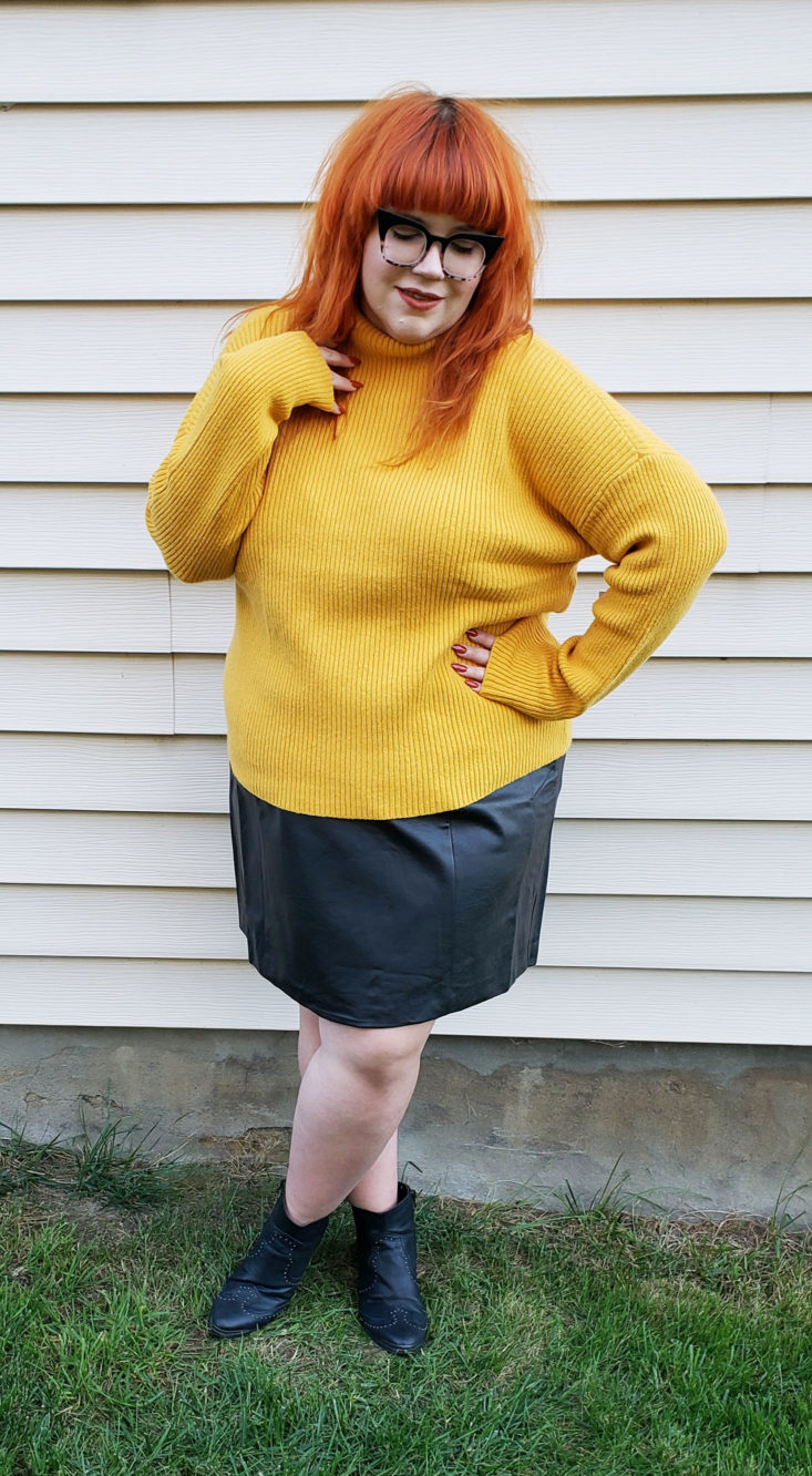 Nordstrom Trunk Box October 2018 - Ribbed Funnel Neck Sweater in Yellow by BP Front 2