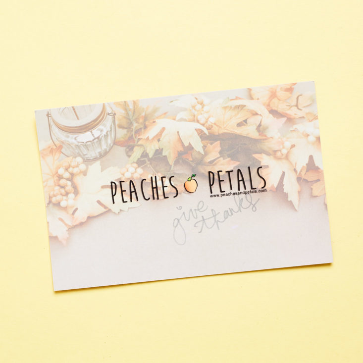 Peaches and Petals November 2018 card front