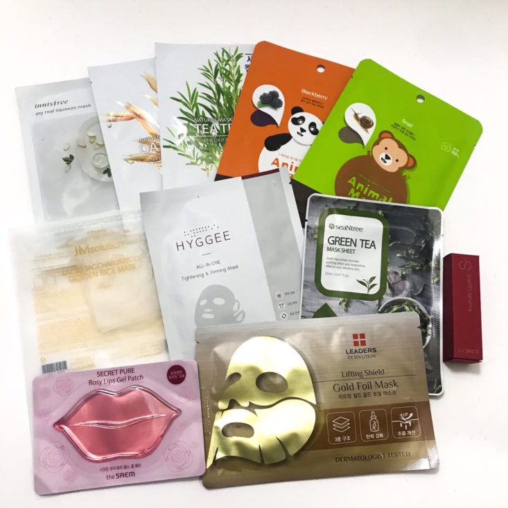 PinkSeoul Mask Box October 2018 - Box All Contents Top