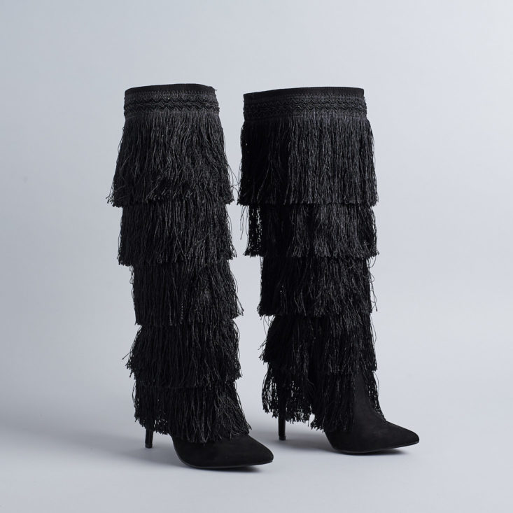 Shoedazzle black fringe boots