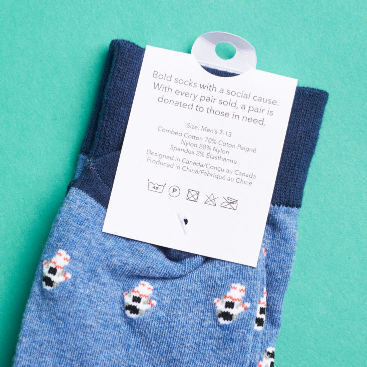 Society Socks astronaut sock care tag