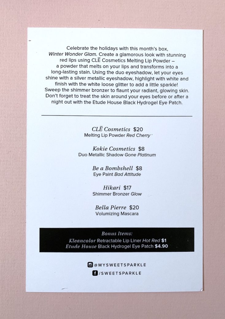 Sweet Sparkle Makeup December 2018 - Info Card 2