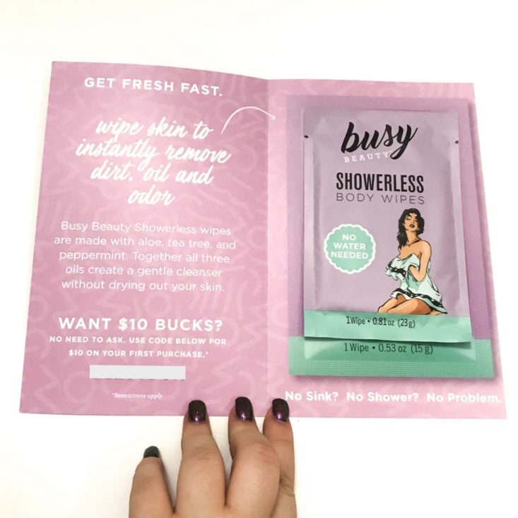 The Bless Box November 2018 - Busy Beauty Showerless Body Wipes Open Top