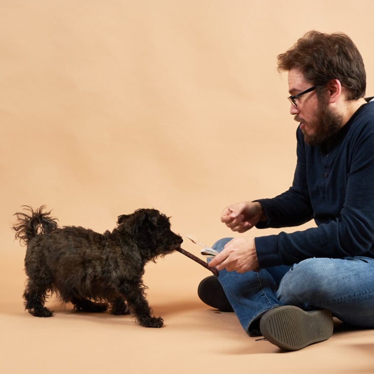 Barkbox January 2019 - Puppy With Plato Pet Treats Thinkers Duck Recipe 1 Front