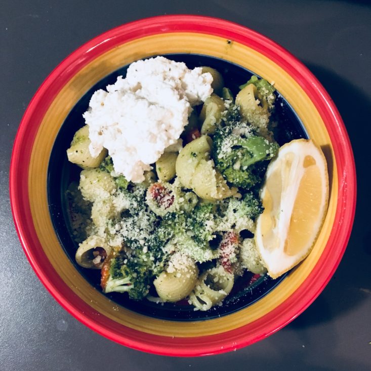 Blue Apron Subscription Box Review January 2019 - PASTA FINISHED Top