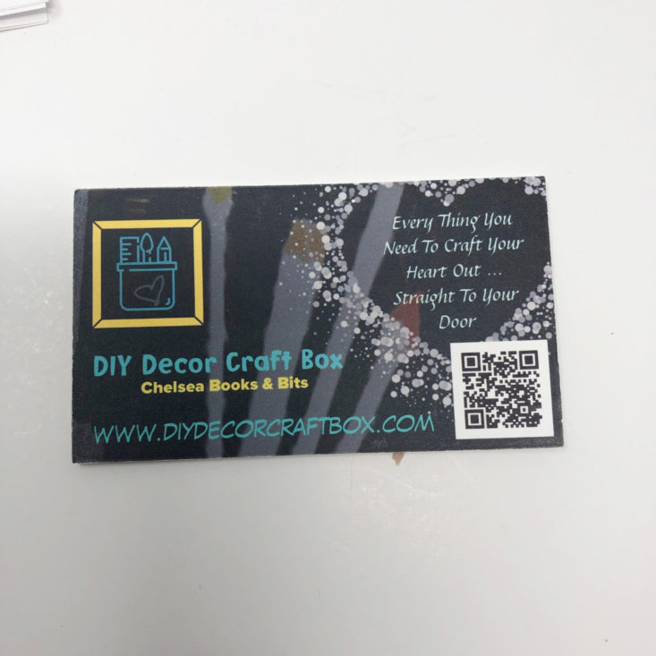 DIY Decor Craft Box “Owl on Raw Wood” January 2019 - DIY Decor Craft Box Chelsea Books & Bits Business Card Top