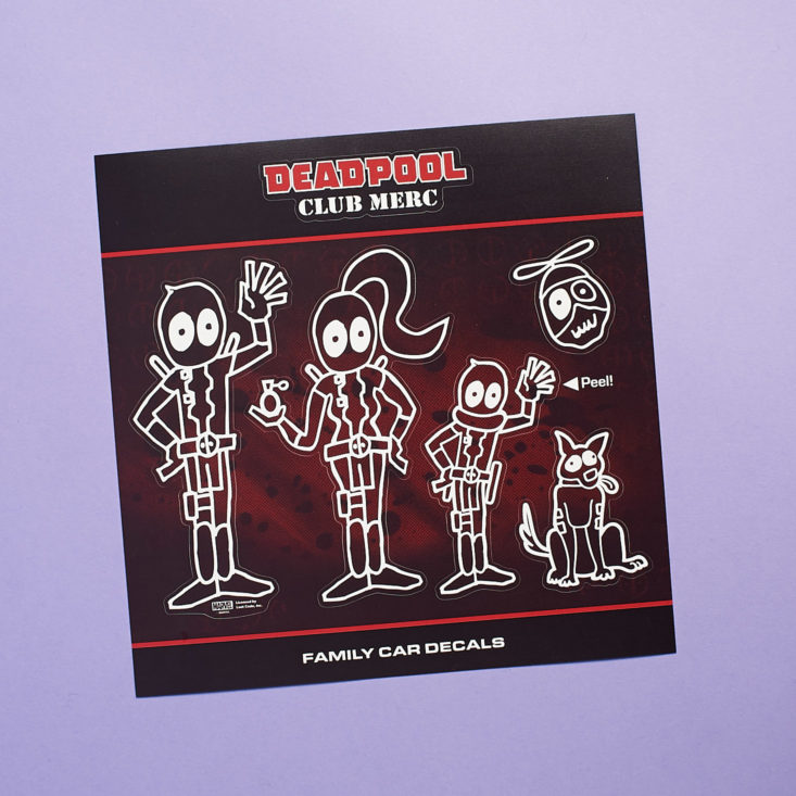 Deadpool Club Merc January 2019 - Deadpool Corps Stick Family Decal Front