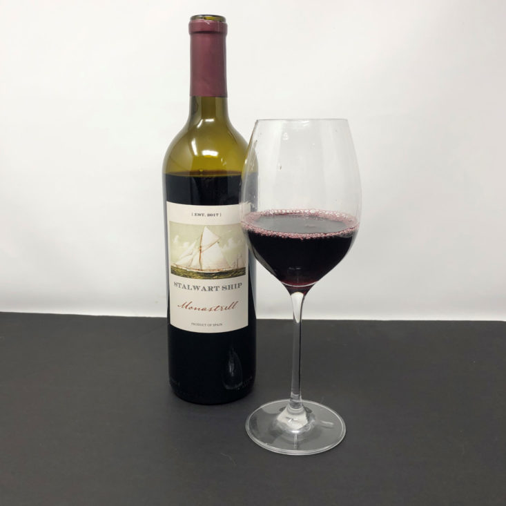 Firstleaf Wine Subscription Review January 2019 - Stalwart Ship Monastrell (Spain) in Glass Front