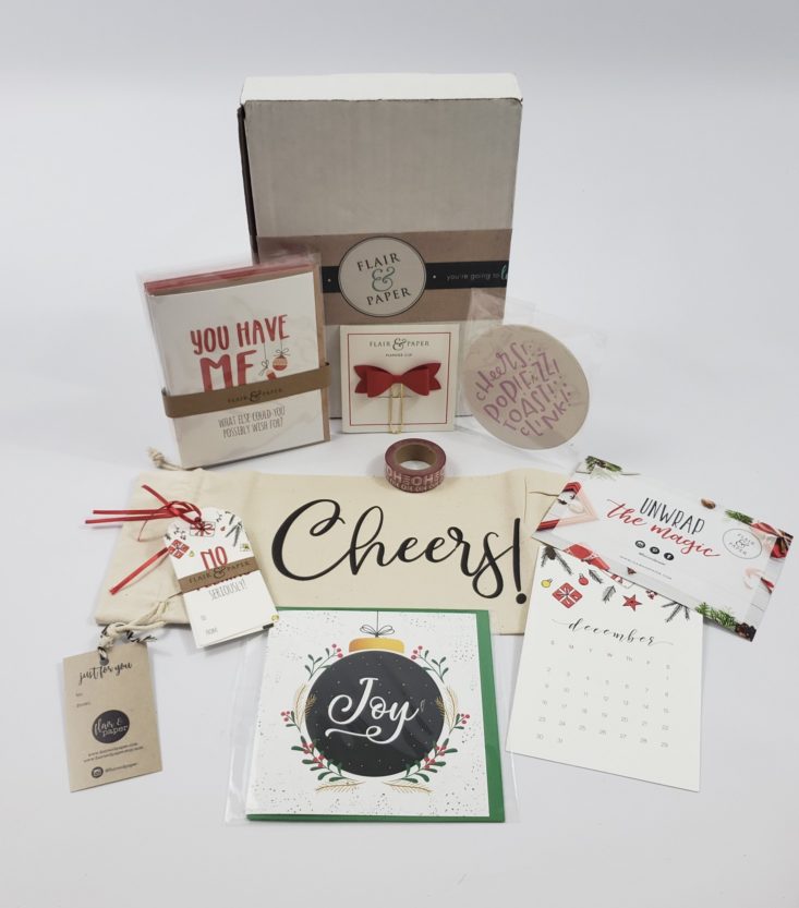 Flair & Paper Box December 2018 - Box Opened With All Content Top