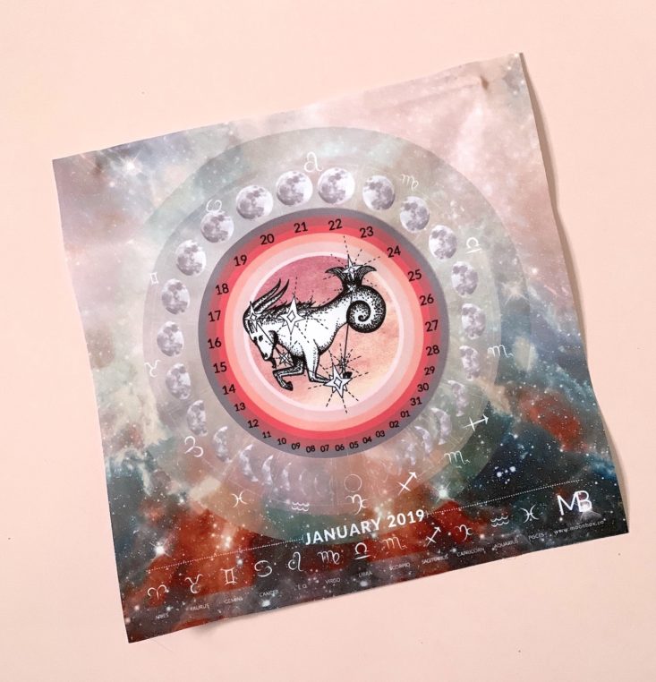 MoonBox by Gaia Collective Subscription Review January 2019 - Cosmic Collage Moon Calendar Top