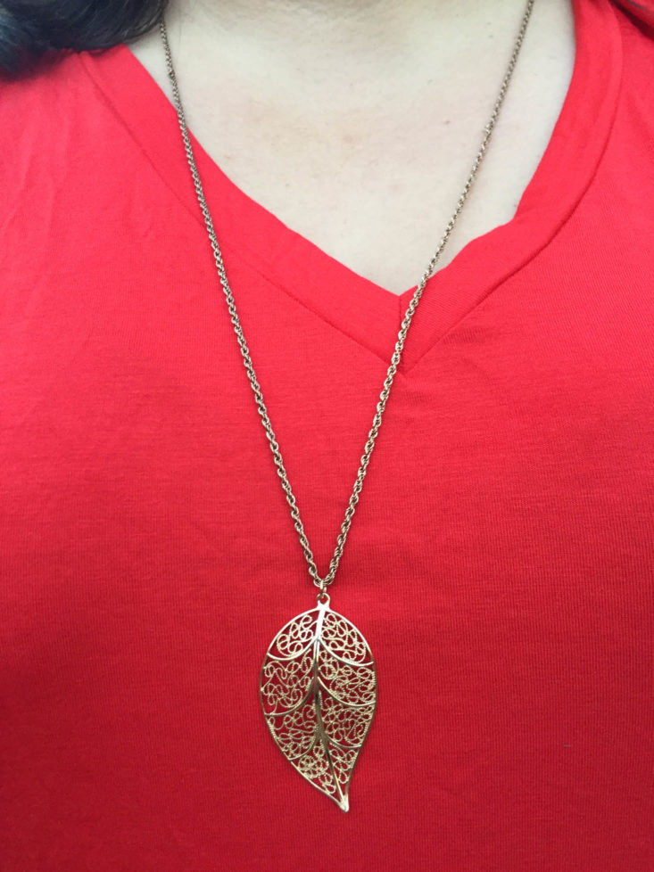 Nadine West Subscription Box Review January 2019 - Hollow Leaf Necklace 3 On Front
