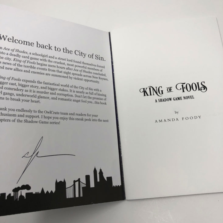 OwlCrate YA Book Box December 2018 - King of Fools Excerpt Opened Top