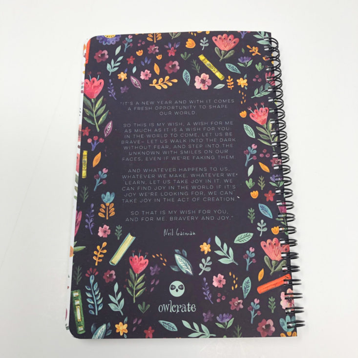OwlCrate YA Book Box December 2018 - OwlCrate Planner Book Back Top