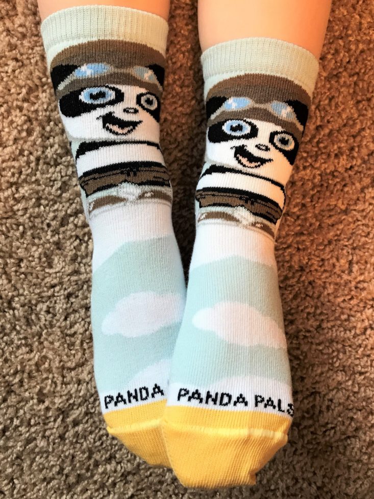 Panda Pals Kid’s Socks Januaury 2019 - Panda Pilot Socks Front viewon