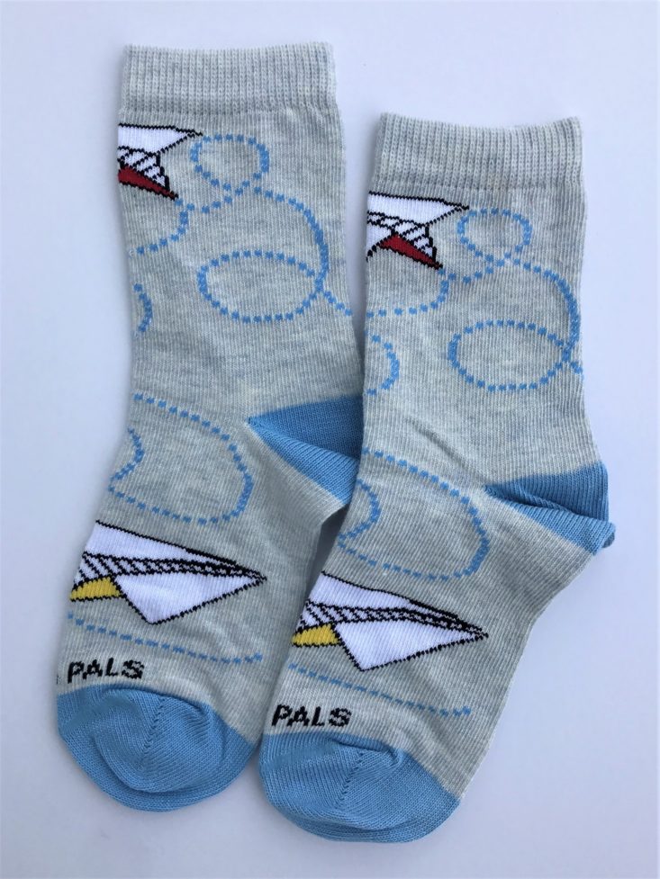 Panda Pals Kid’s Socks Januaury 2019 - Paper Airplane Socks Laidout