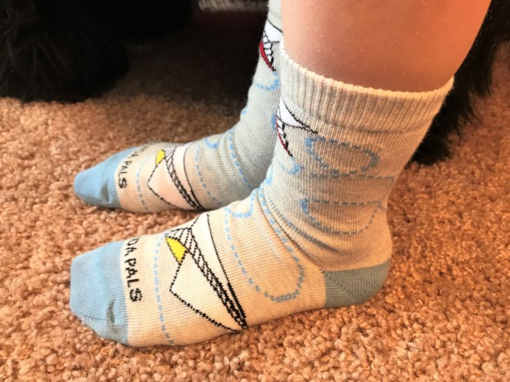 Panda Pals Kid’s Socks Januaury 2019 - Paper Airplane Socks Side