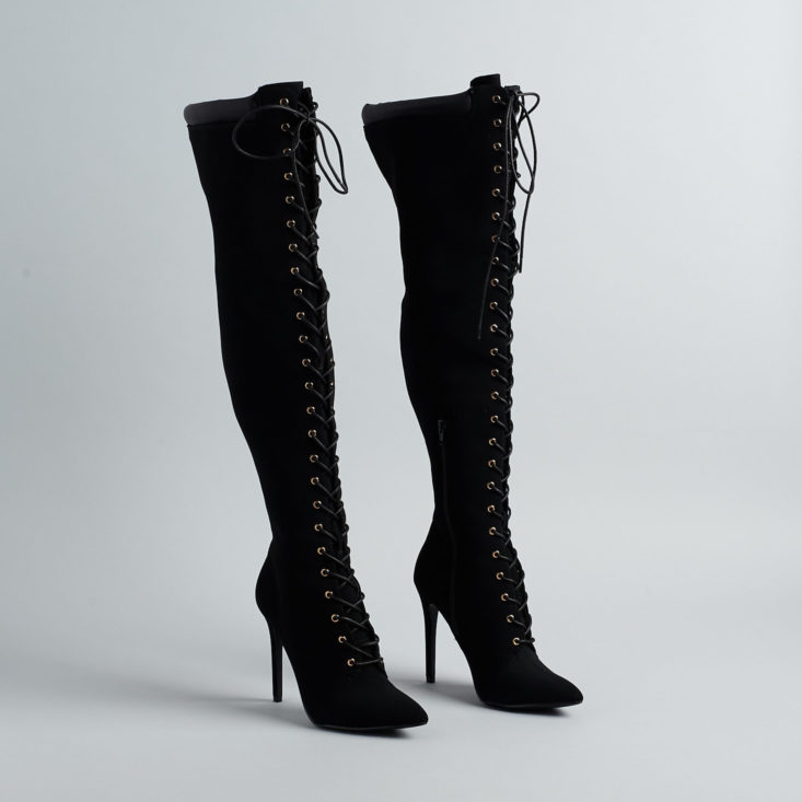Shoedazzle black lace up tall boots