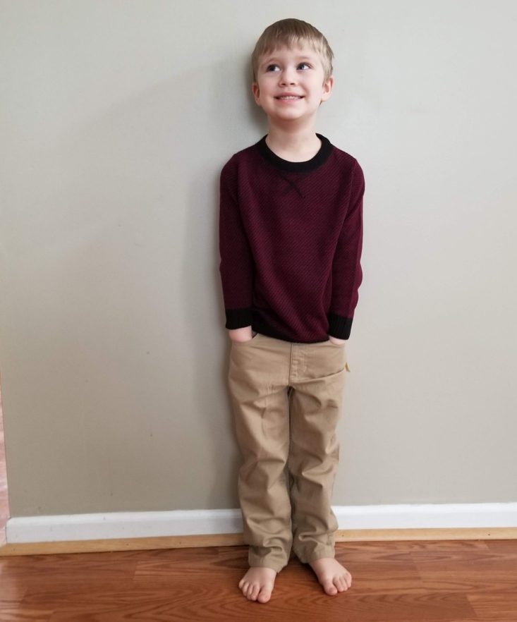 Stitch Fix Kids Boy February 2019 red sweater modeled