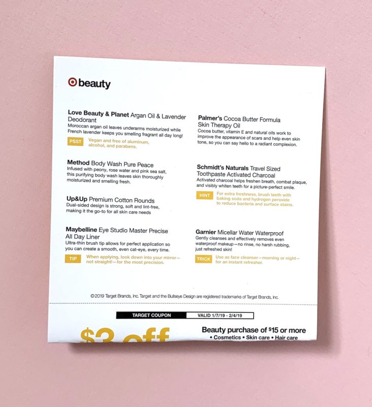 Target Beauty January 2019 - Info2