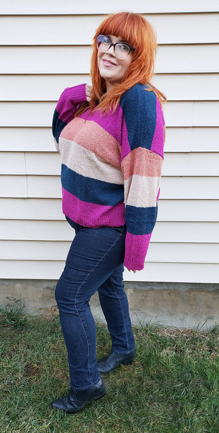Trunk Club Plus Size Subscription Box Review November 2018 - Stripe Boucle Sweater by BP Side